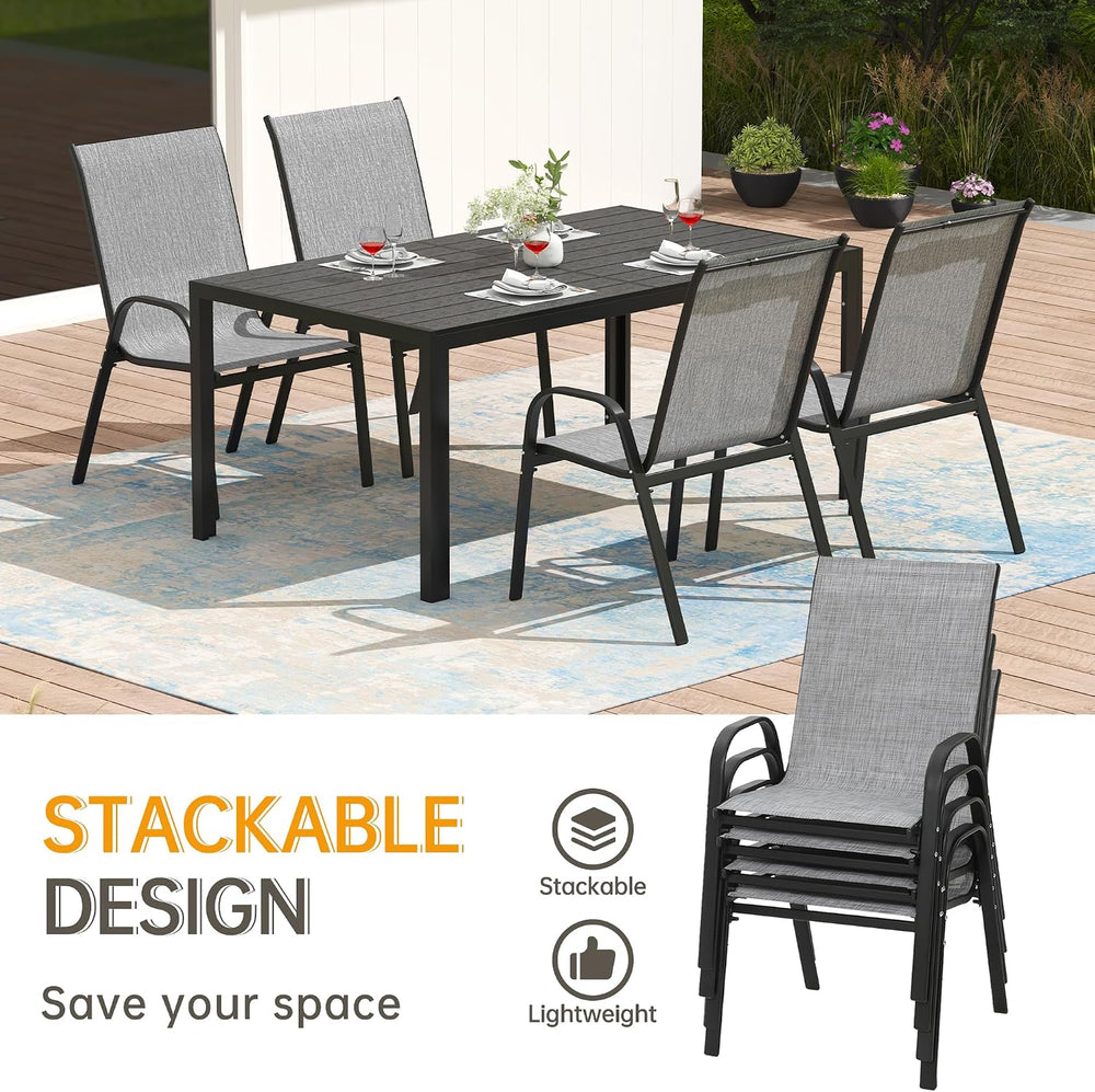 PIZZELLO Outdoor Dining Sets for 4, 60" Rectangular Table with 4 Chairs