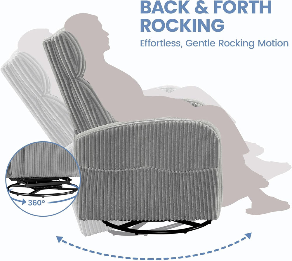 Yaheetech 360° Swivel Nursing Chair with Side Pockets, Light Gray