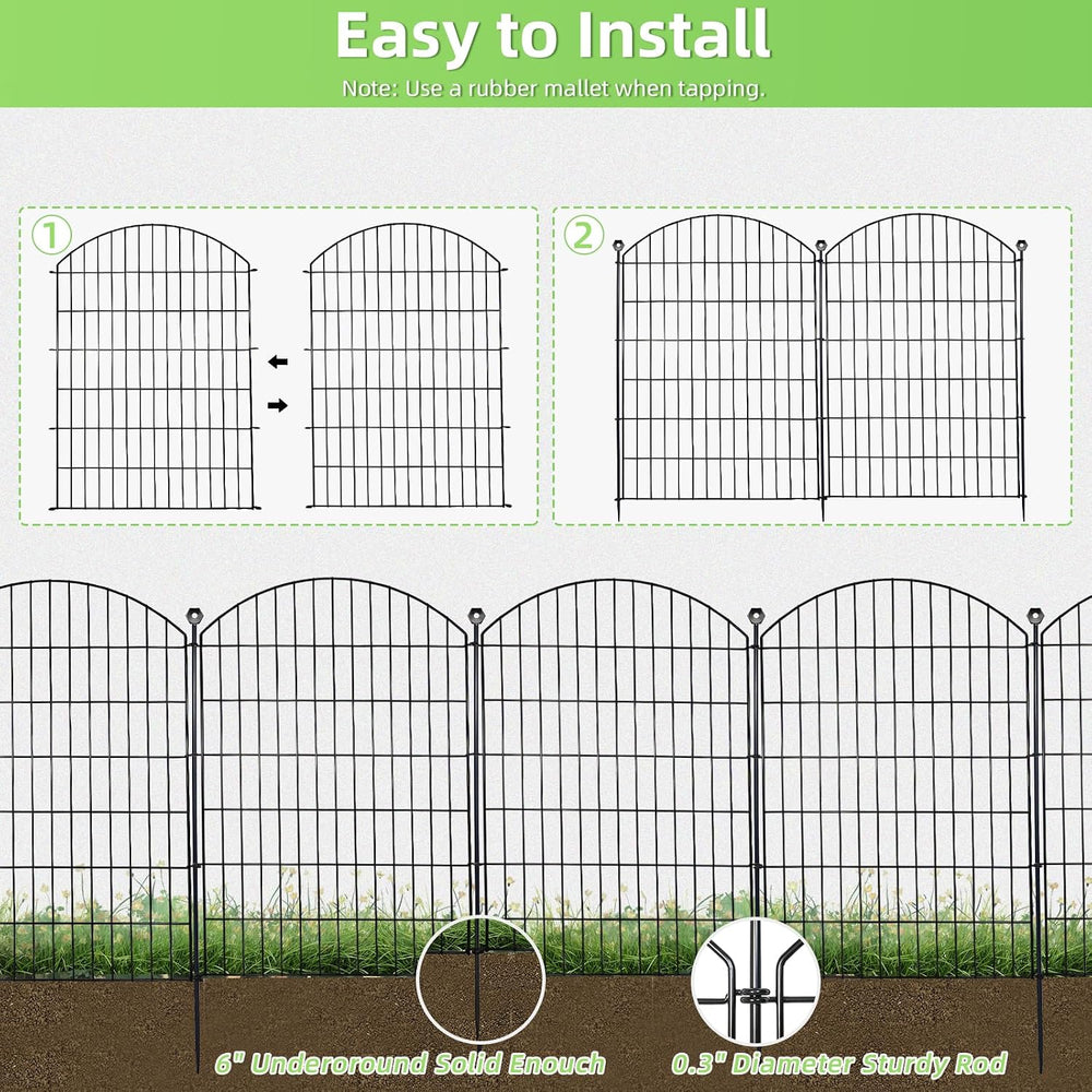 Decorative Garden Fence, 40in (H) x 12ft(L) No Dig Fence with Gate