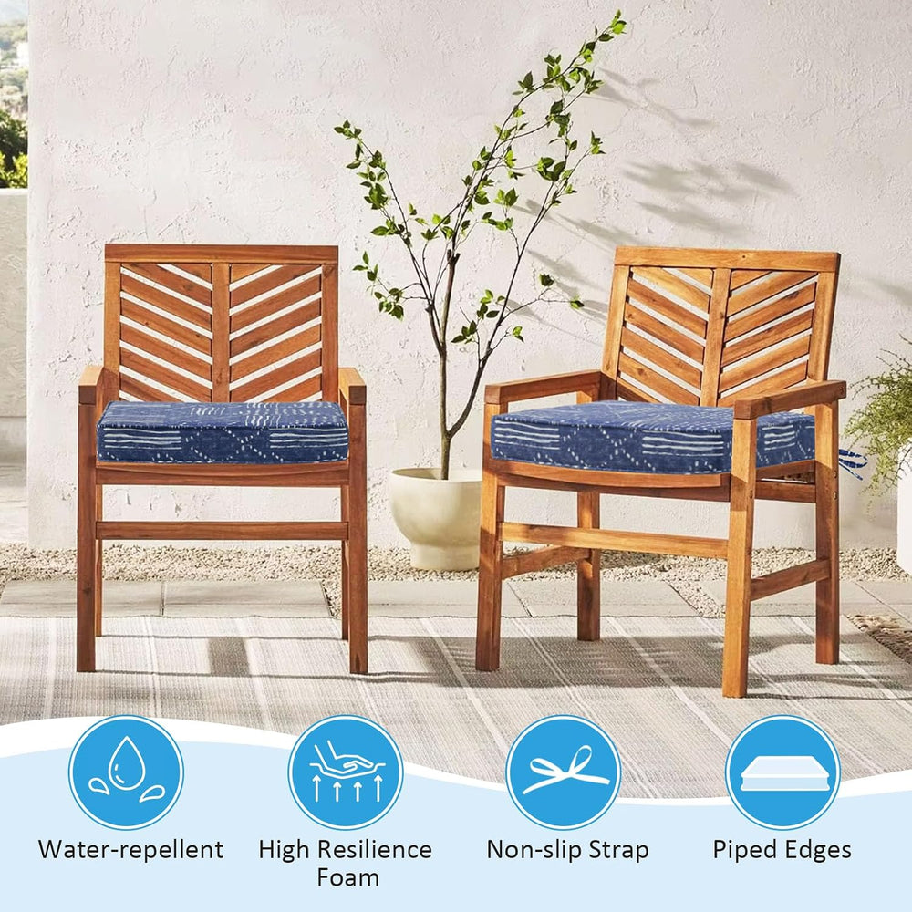 19 x 19 Inch Outdoor Chair Cushions with Tie Straps, Set of 4 Thick Water Rep...