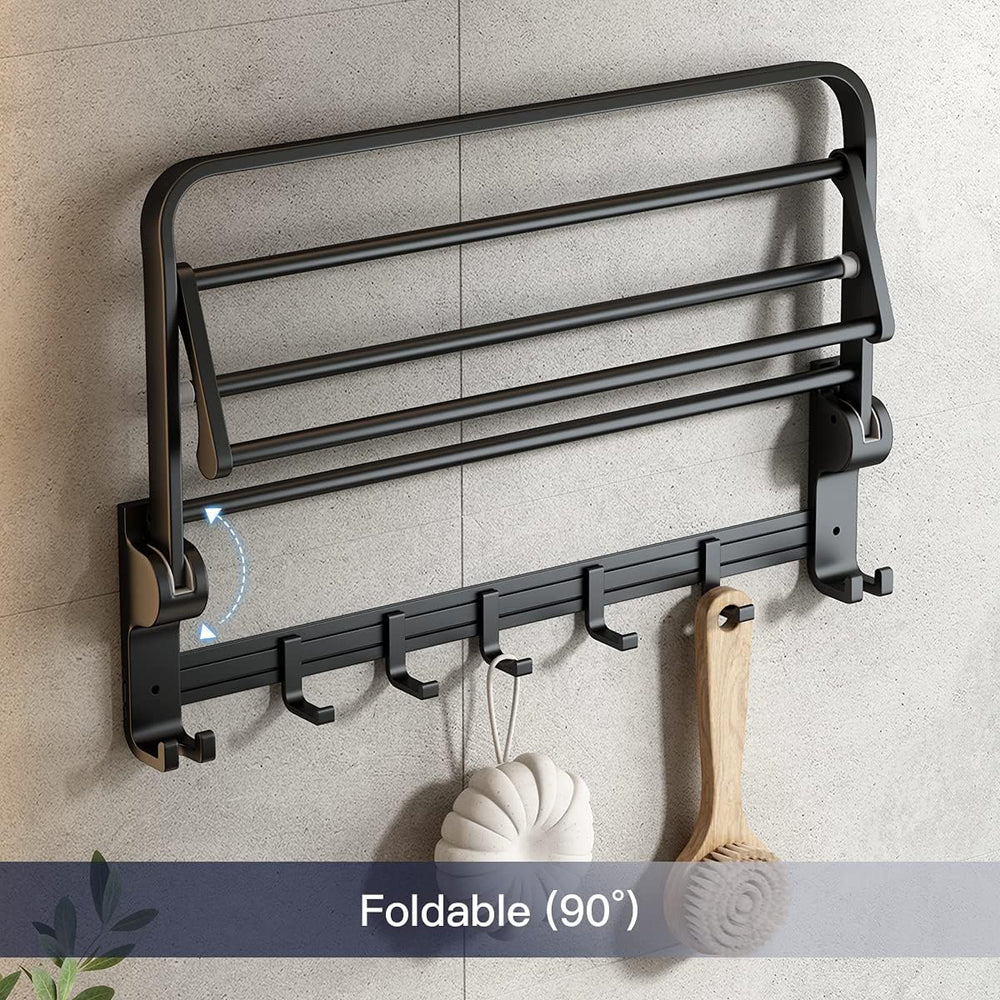 VOLPONE 24 Inch Towel Rack with Towel Bar Holder Foldable Towel Shelf with Mo...