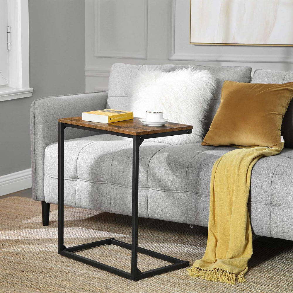 VASAGLE C Shape End Table for Couch or Sofa, Industrial Small Side Table