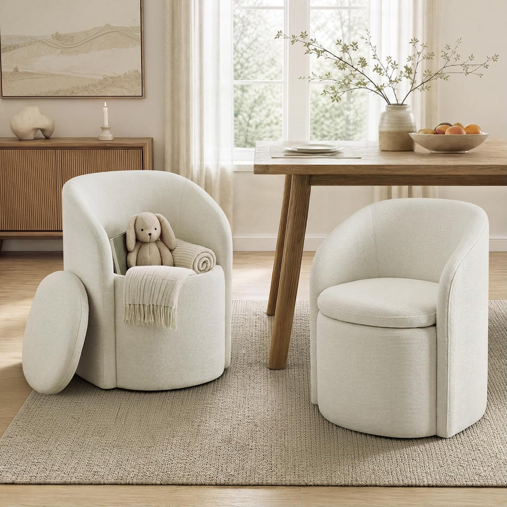 KISLOT Upholstered Dining Chairs Set of 2, Storage Kitchen Chair, Linen