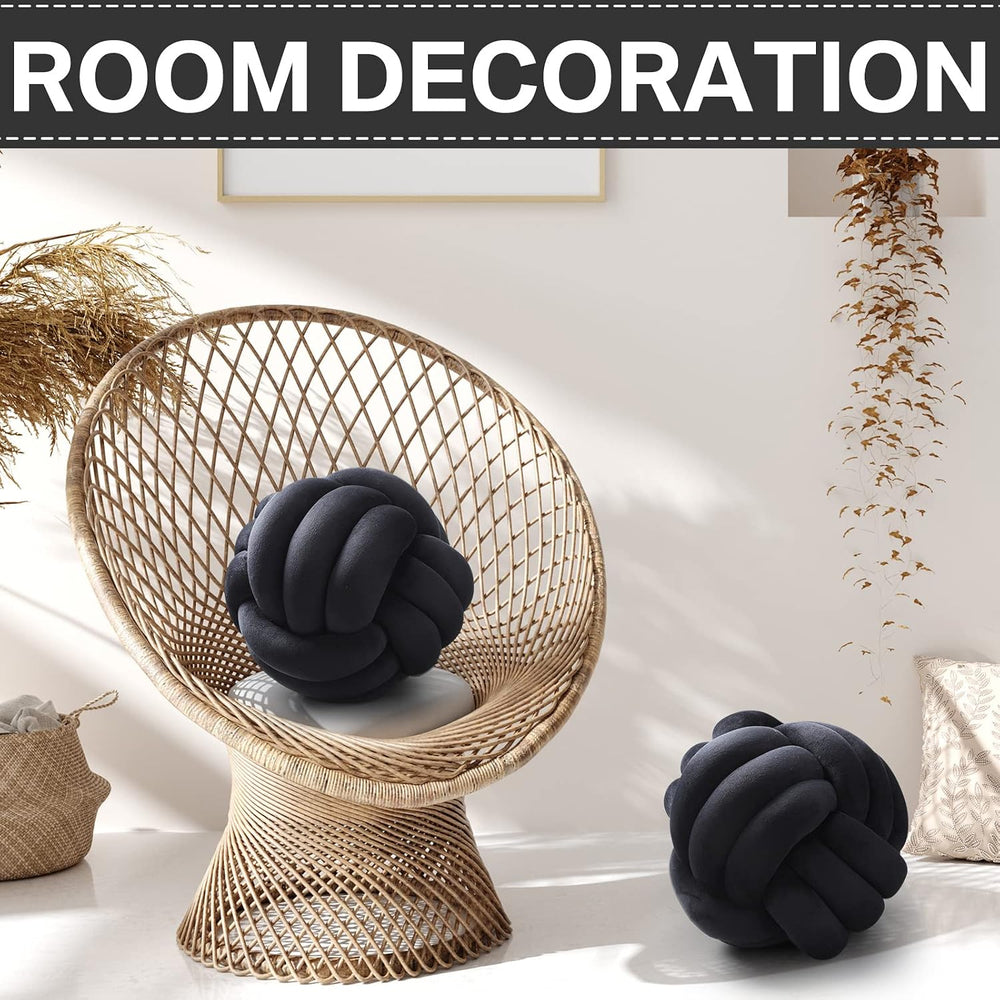 Namalu 10.6 Inches 2 Pcs Knot Pillow Decorative Throw Pillow, Black