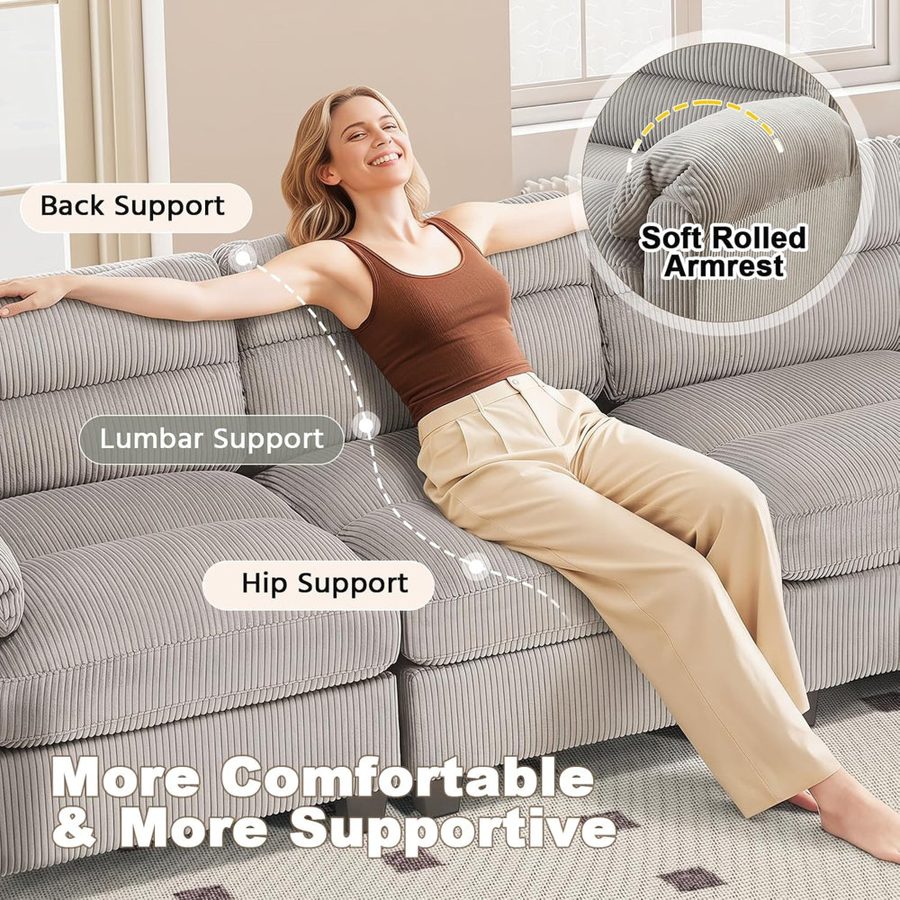 HAOMARKETS Corduroy 4-Piece Sofa Set, Upholstered Ottoman Set of 2, Accent Ch...