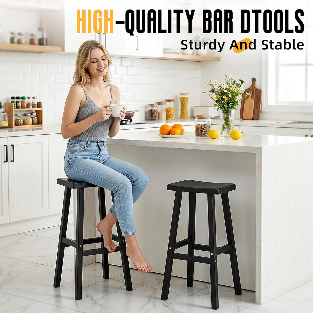 29-Inch Bar Stools (Set of 2) – Recycled Resin Counter Height Stools for Kitc...