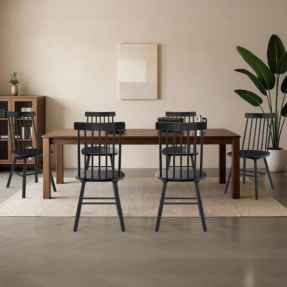 AreShark Windsor Dining Chairs Solid Wood Spindle Back, Set of 4, Black