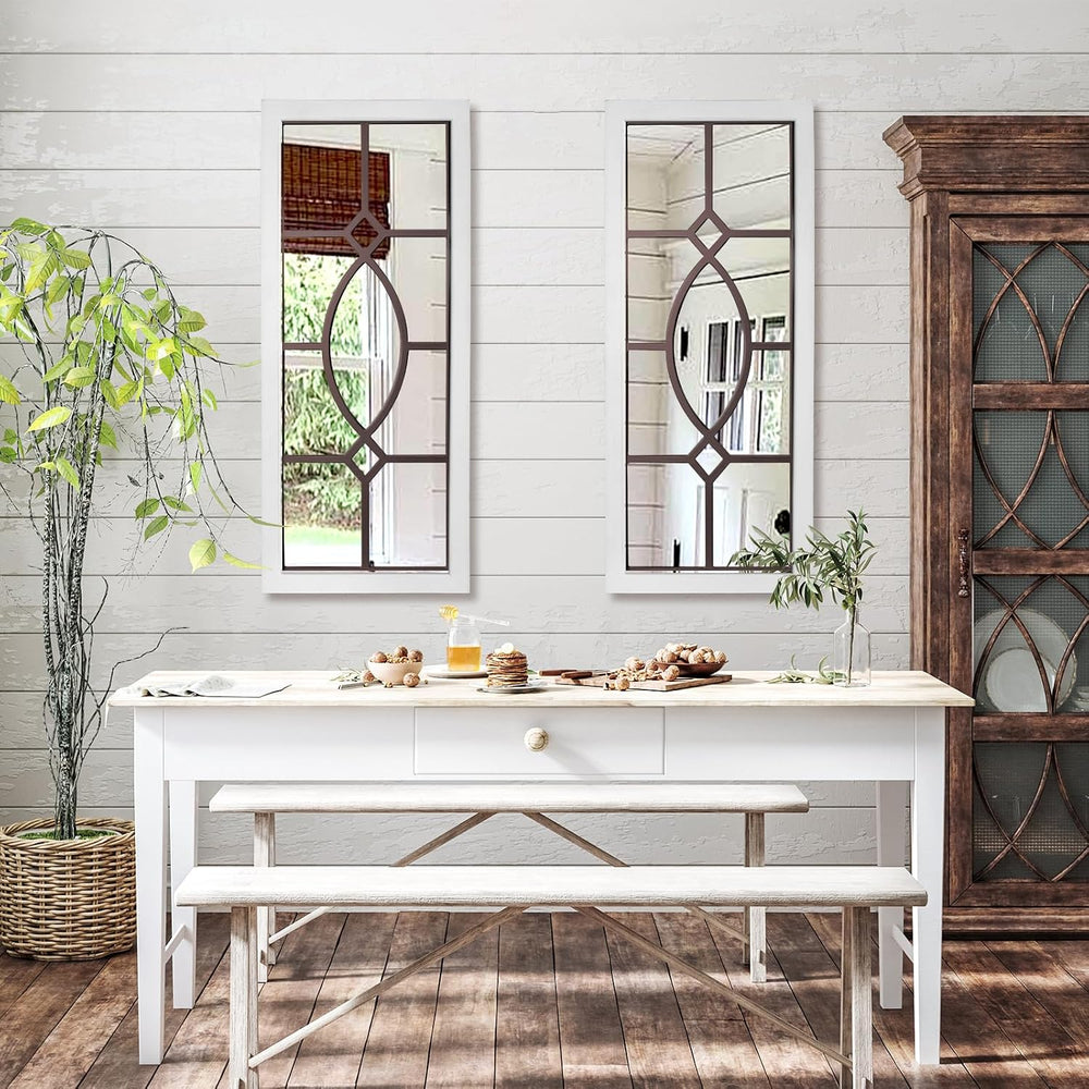 Farmhouse Mirror for Wall Decor: 43.3"x17.7" Large Rustic Windowpan...