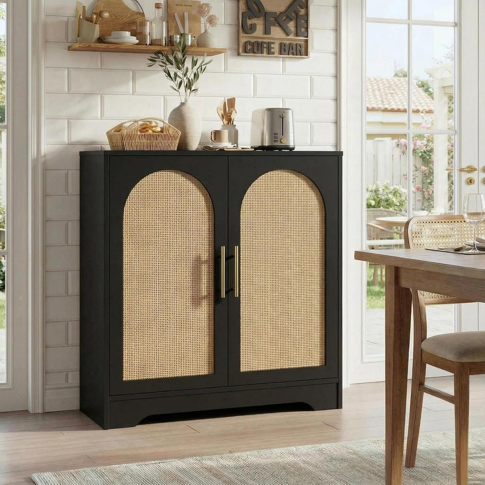 30"W Sideboard Buffet Cabinet, Entryway Cabinet, Coffee Bar Cabinet, Black