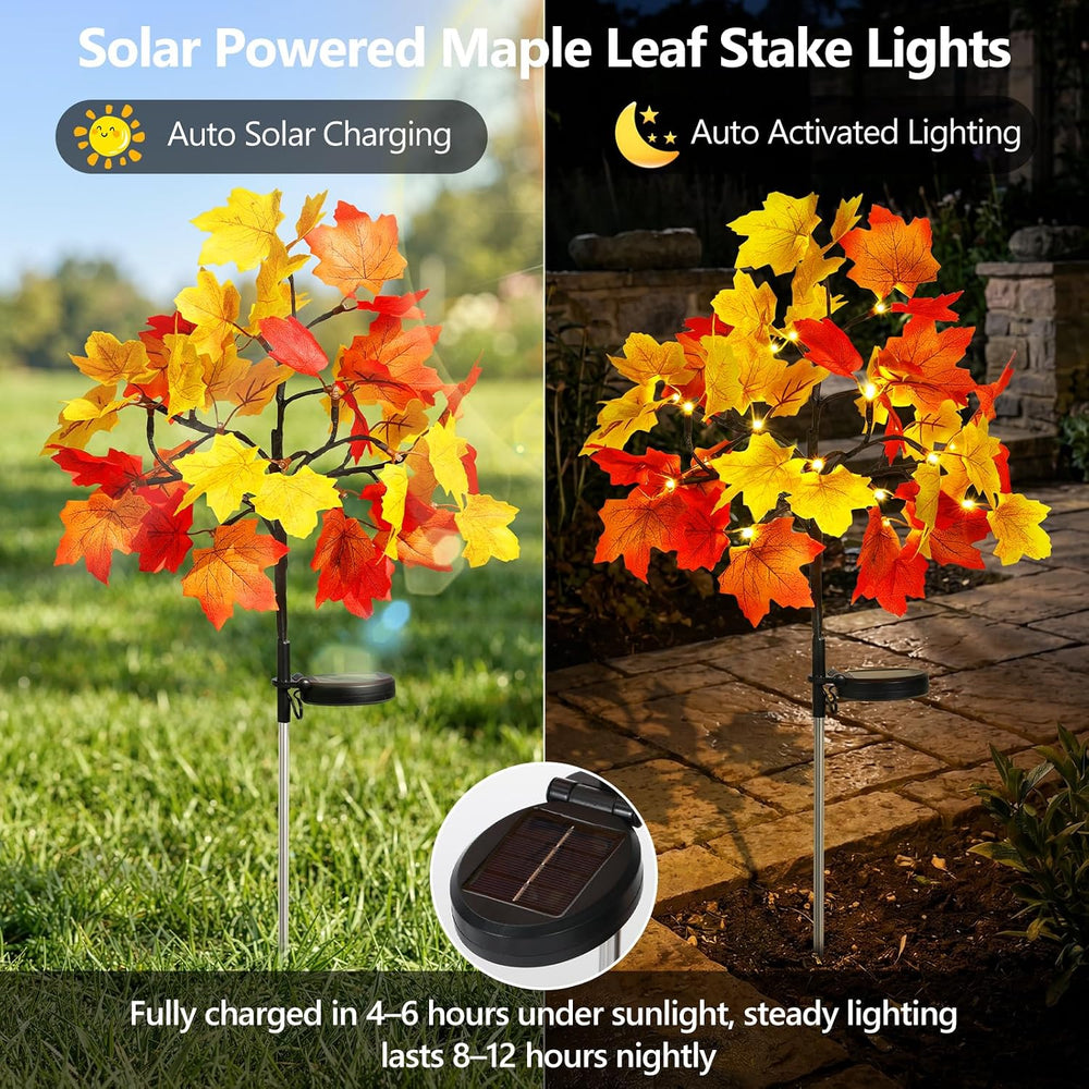 Lewondr 4 Pack Fall Solar Lights Outdoor Decorative