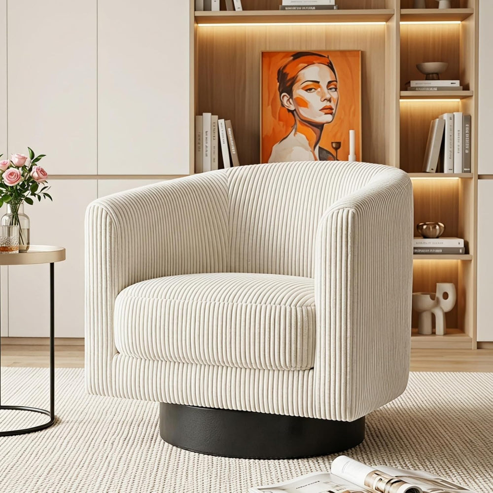 Swivel Accent Chairs, 360 Degree Bucket Chair, Modern Upholstered Barrel Armc...