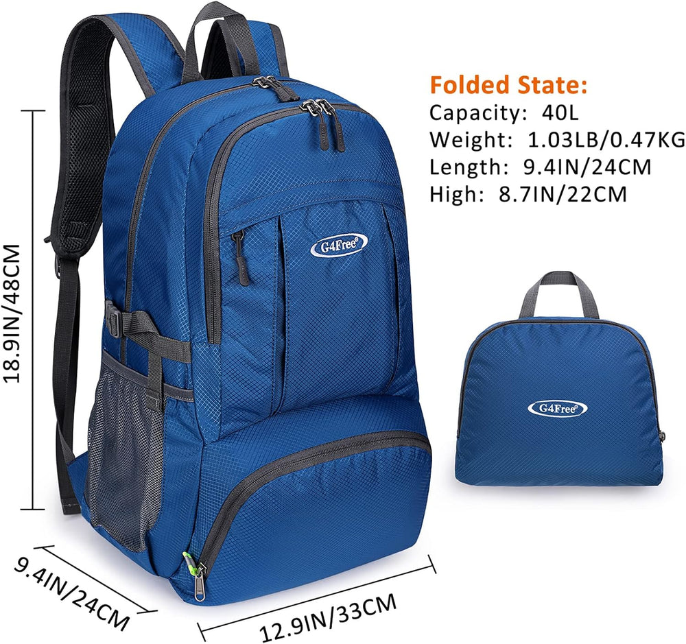 G4Free 40L Lightweight Packable Hiking Backpack, Waterproof Travel Daypack