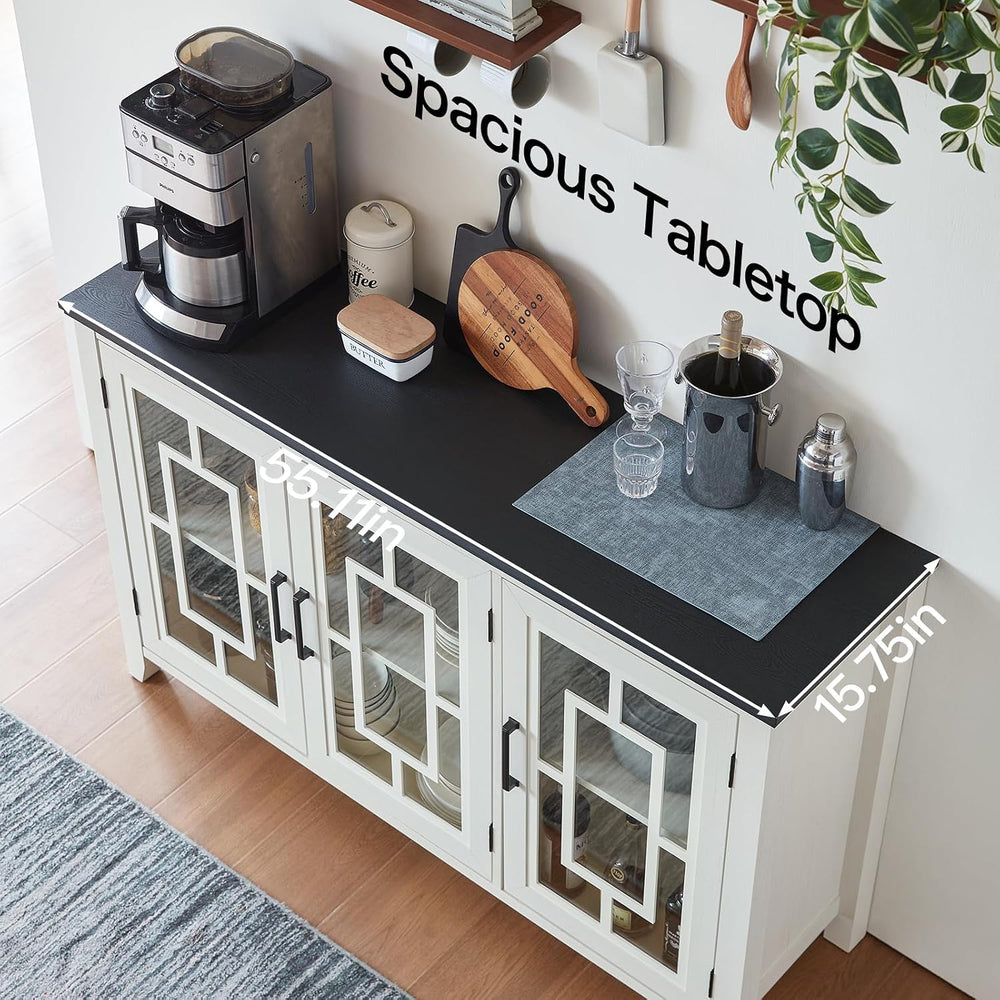 Joaxswe 55" Farmhouse Large Sideboard Buffet Cabinet with Storage, White