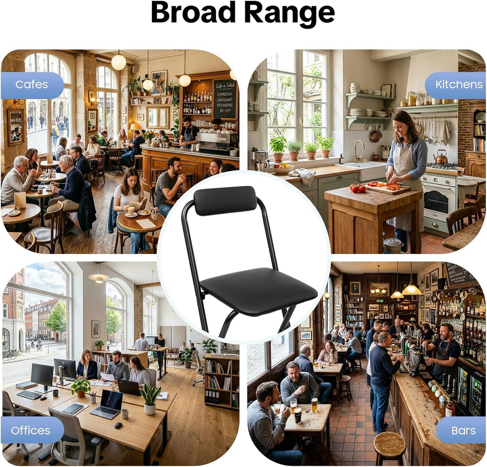 SHZICMY 2PCS Folding Bar Stool with Backrest, Tall Foldable Stool Chair, Port...