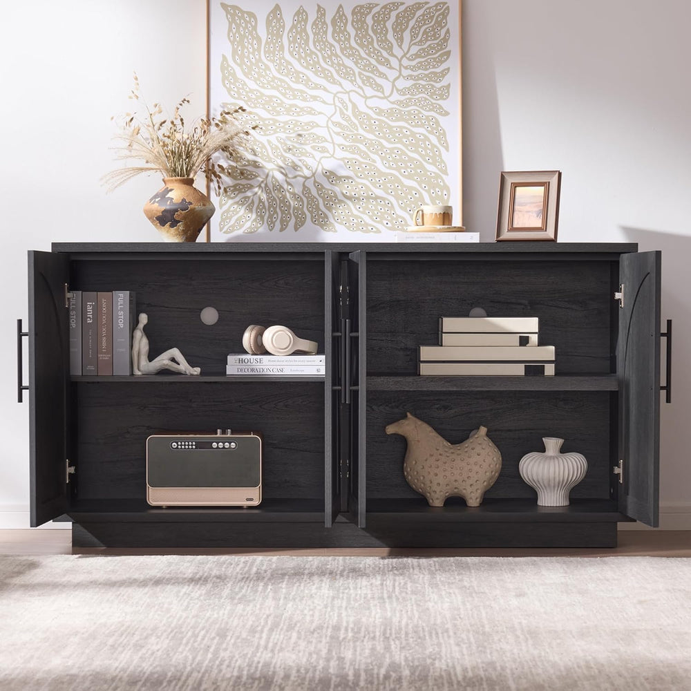 Fatmok Buffet Cabinet with Storage, 59'' Modern Arched Sideboard Cabi...