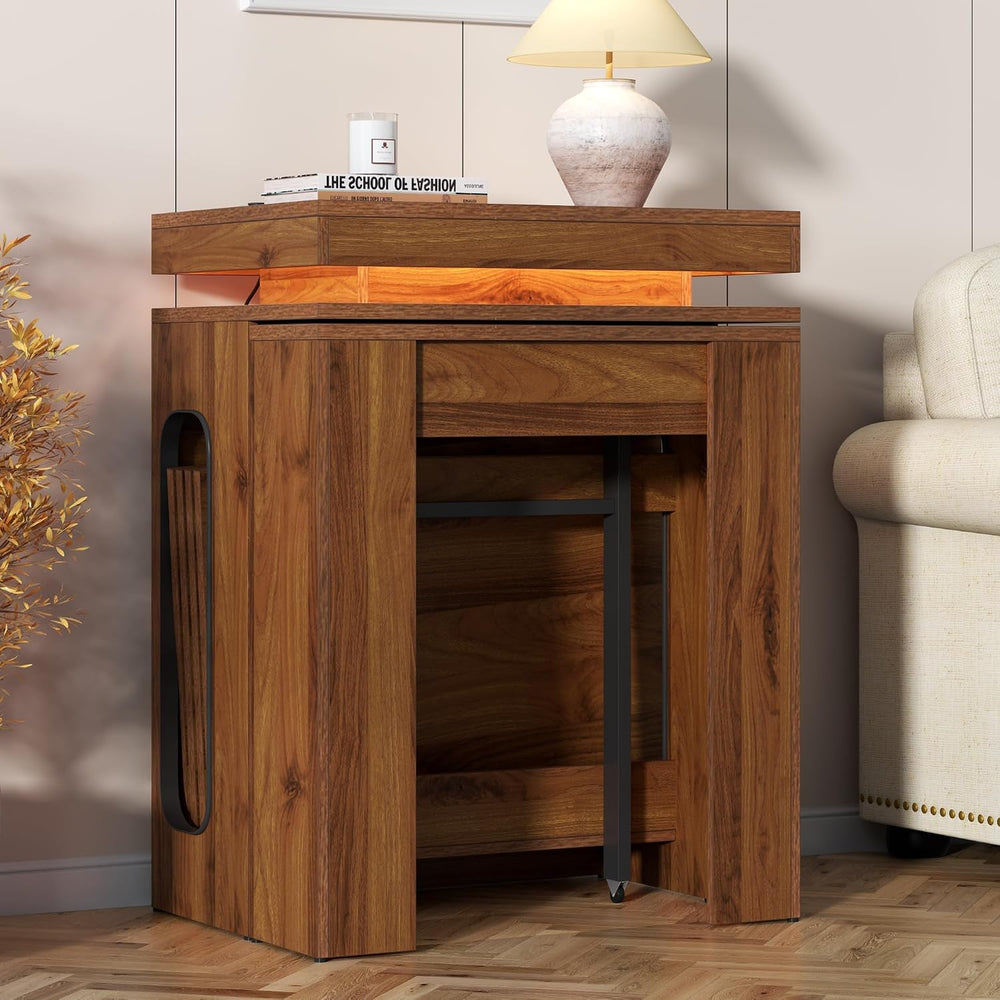 Extendable Dining Table with Charging Station, Convertible Folding Console Ta...