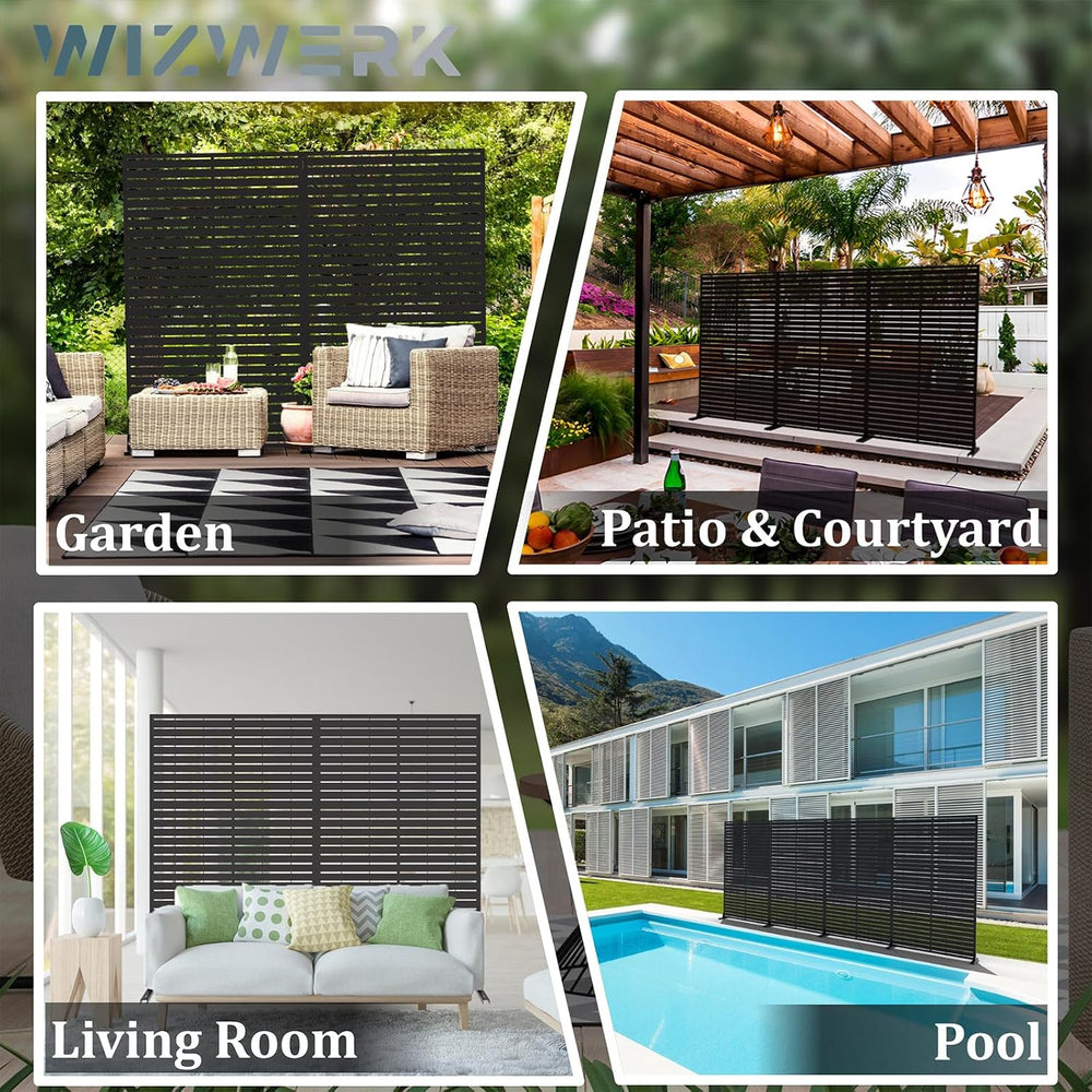6FT Outdoor Metal Privacy Screen โ Decorative Privacy Fence and Room/Garden D...