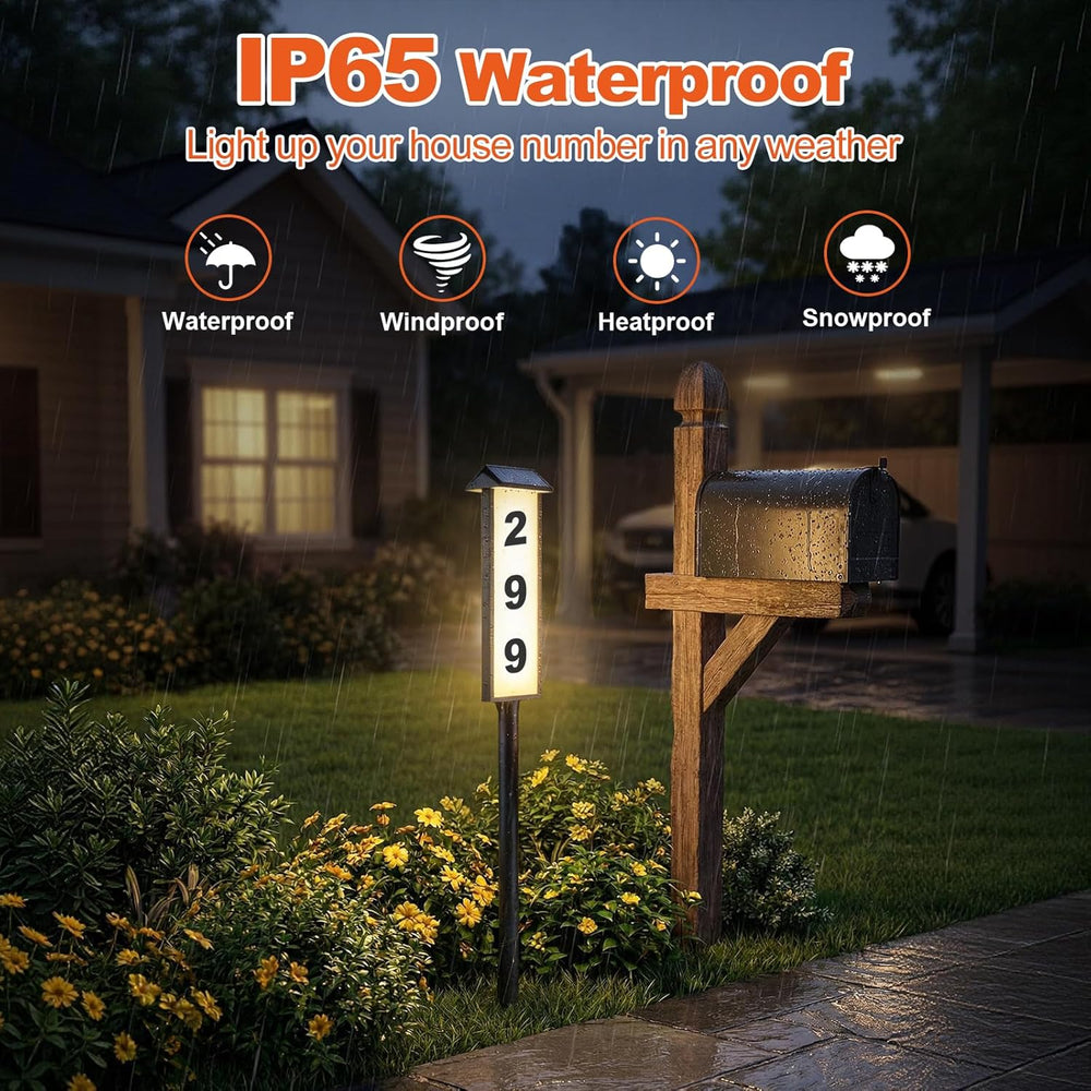 Brightever Solar Address Sign, House Number for Outside Yard 3-Light Modes