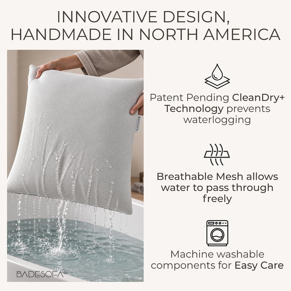 BADESOFA® Luxury Bath Pillow S in Grey, Thick & Quick-Drying