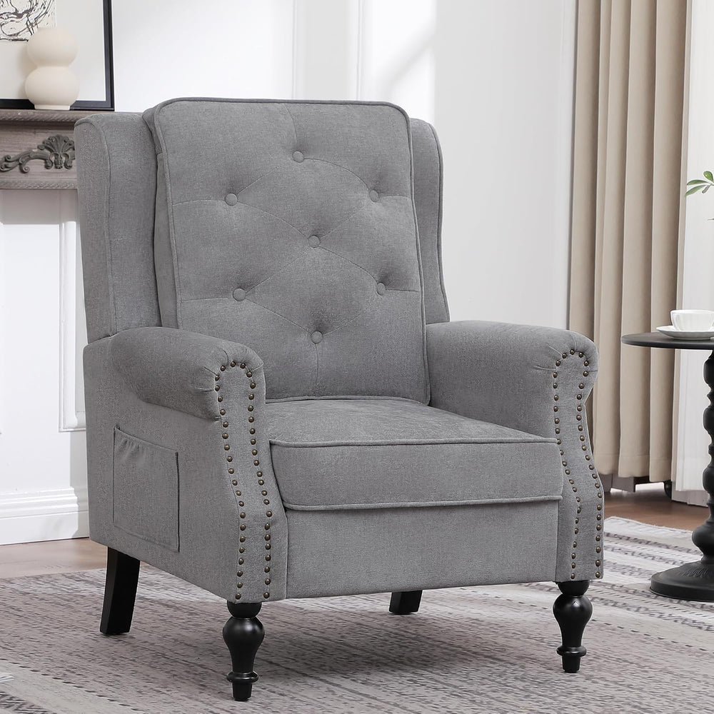 Modern Accent Chair Wingback Armchair Vintage High Back Upholstered Armchair ...