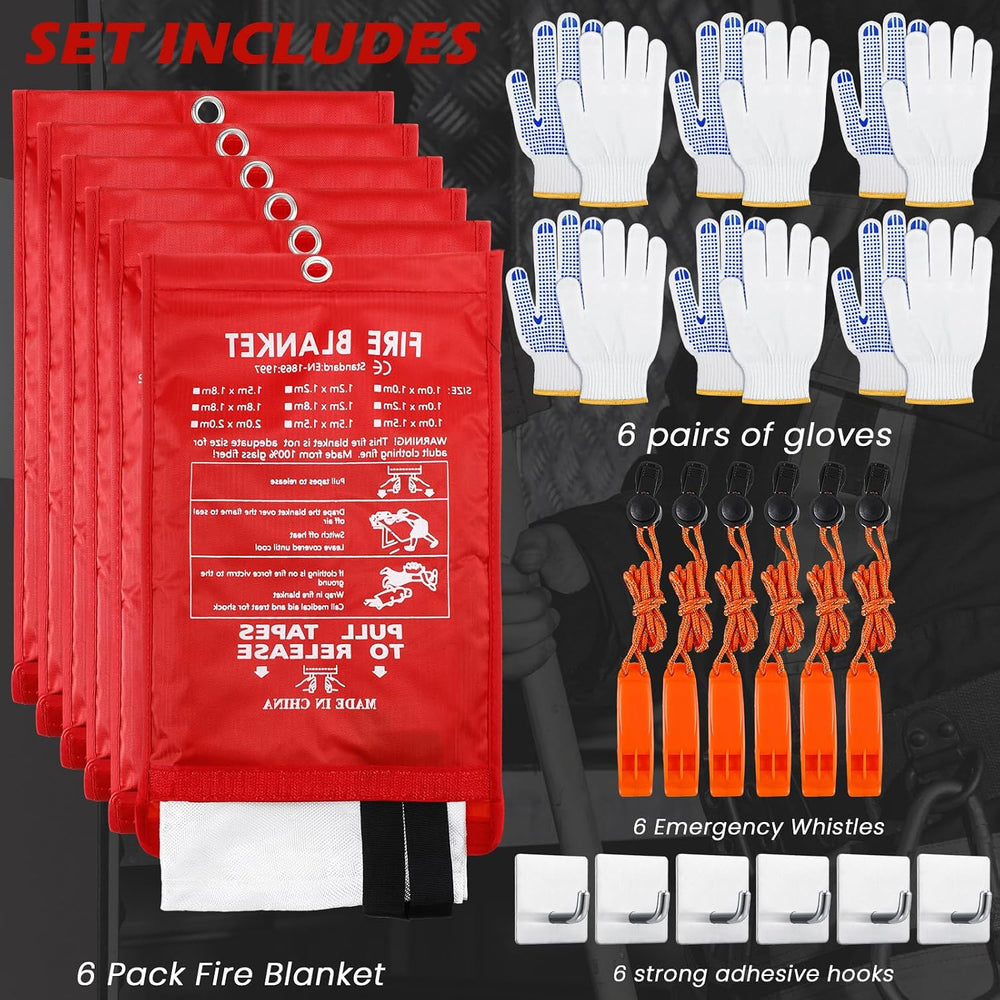 Copkim 6 Sets Emergency Fire Blanket for Home Fire Suppression
