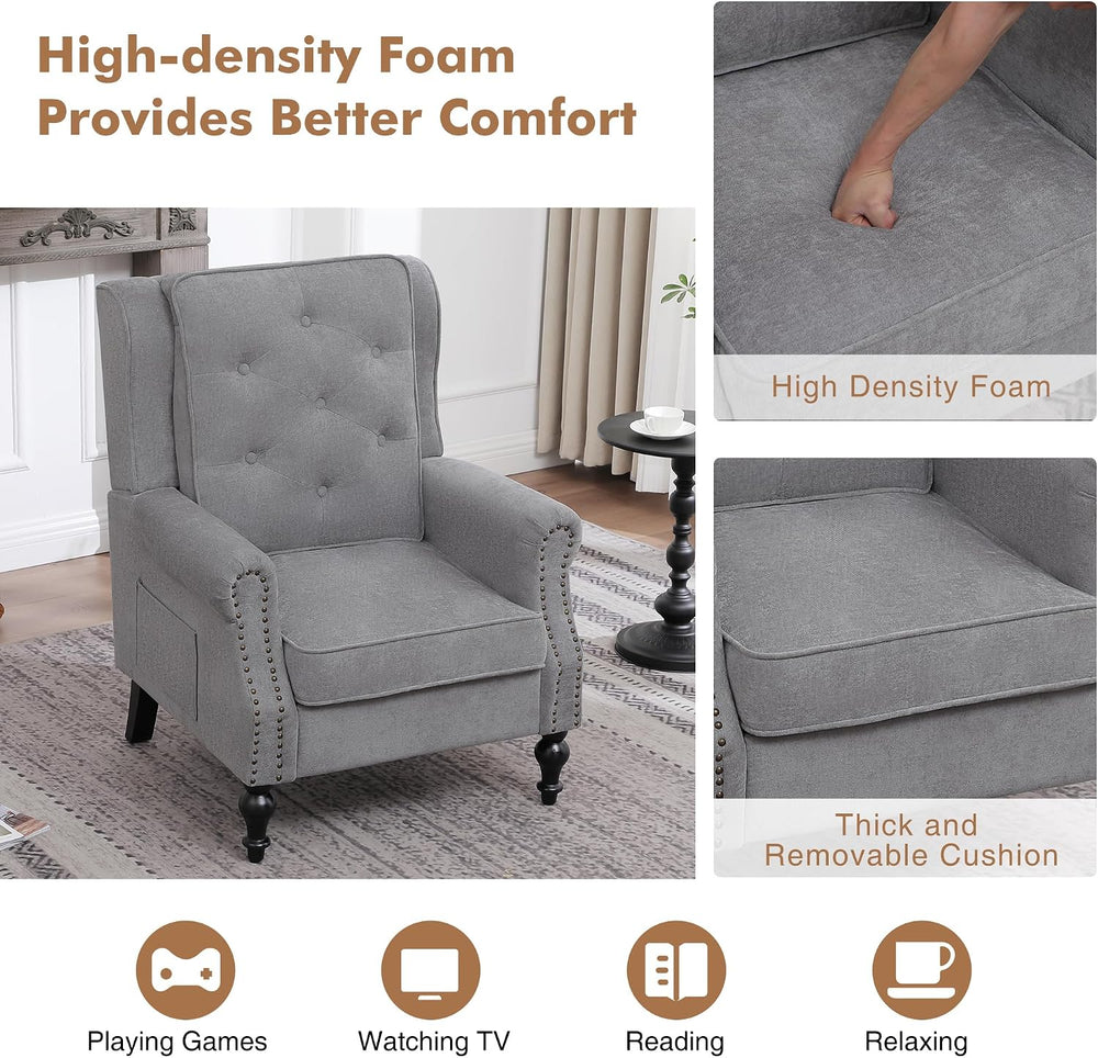 Modern Accent Chair Wingback Armchair Vintage High Back Upholstered Armchair ...