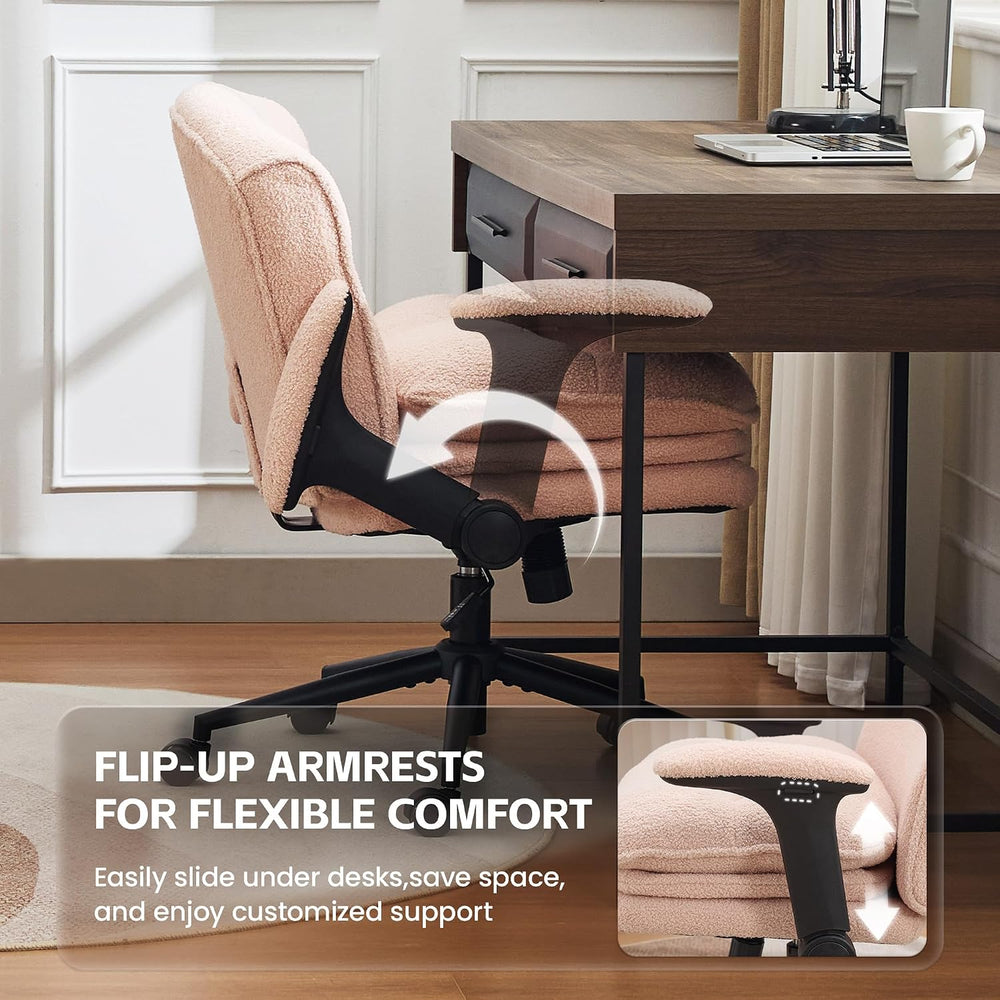 Criss Cross Chair with Flip-up Arms, Wide Criss Legged Chair with 3 Layer Cus...
