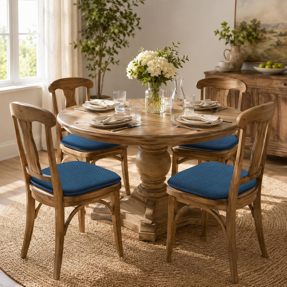 Blue Foam Seat Cushions Kitchen Chairs Pads for Dining Chairs Non Slip Patio ...