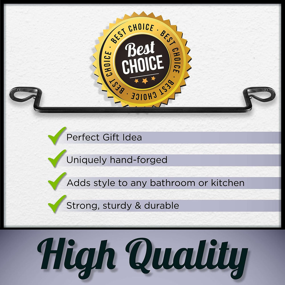 Stur-De Wrought Iron Towel Holder - Rustic Towel Rack for Bathroom or Kitchen...