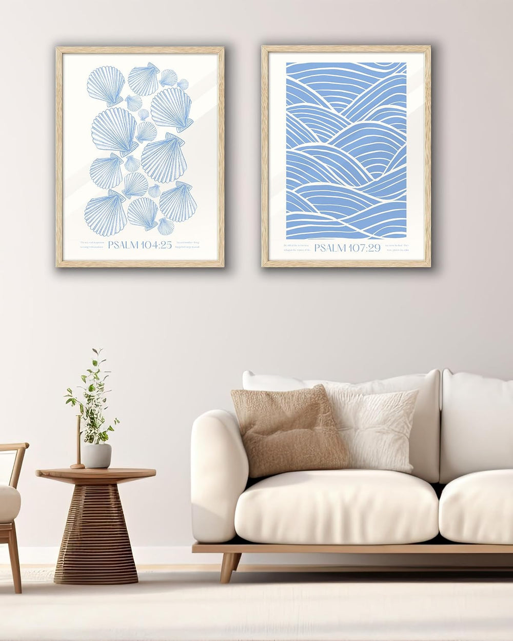 EcoHest 12x16 in Psalm 104:25 Coastal Seashell Framed Christian Wall Art