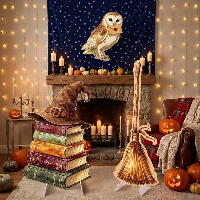 3Pcs Halloween Magical Wizard Decorations, 3Ft Cardboard Cutouts