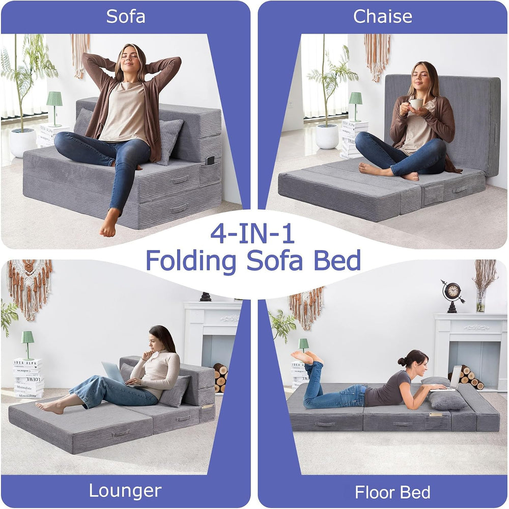 Folding Sofa Bed, Convertible Sleeper Chair Bed, Floor Sofa with Bag