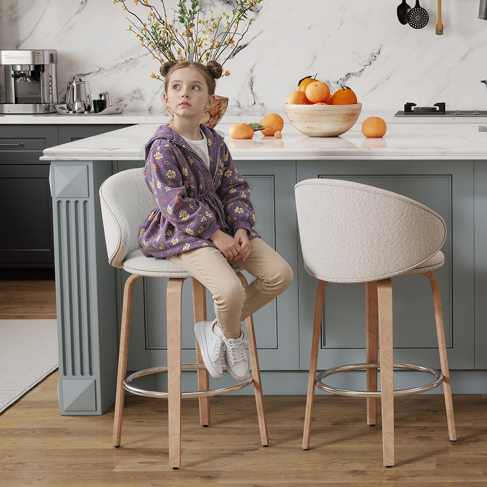 LukeAlon 26" Bar Stools Set of 2, White