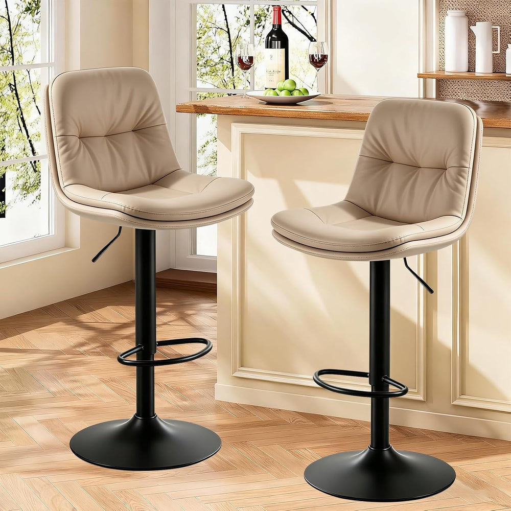 Bar Stools Set of 2 Swivel Adjustable Bar Chairs Counter Height