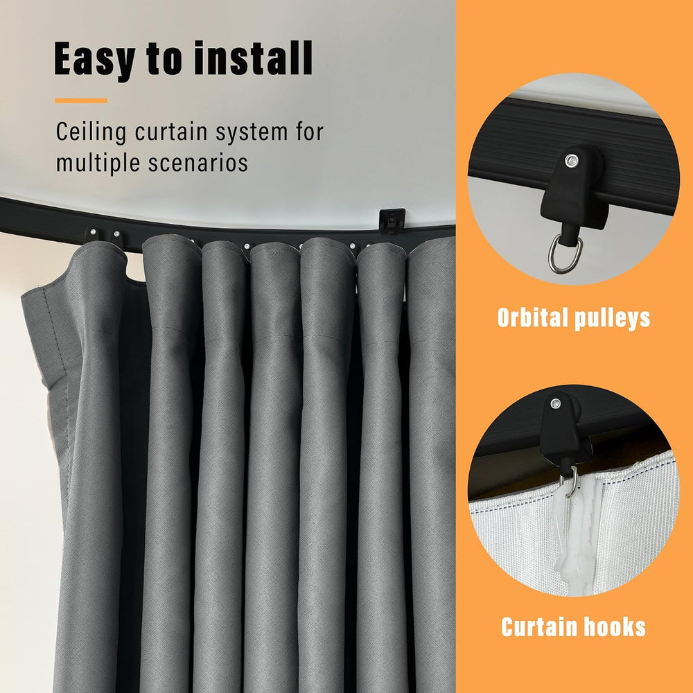 MaKefeile Room Divider Curtains with Flexible Ceiling Curtain Tracks Set,100%...