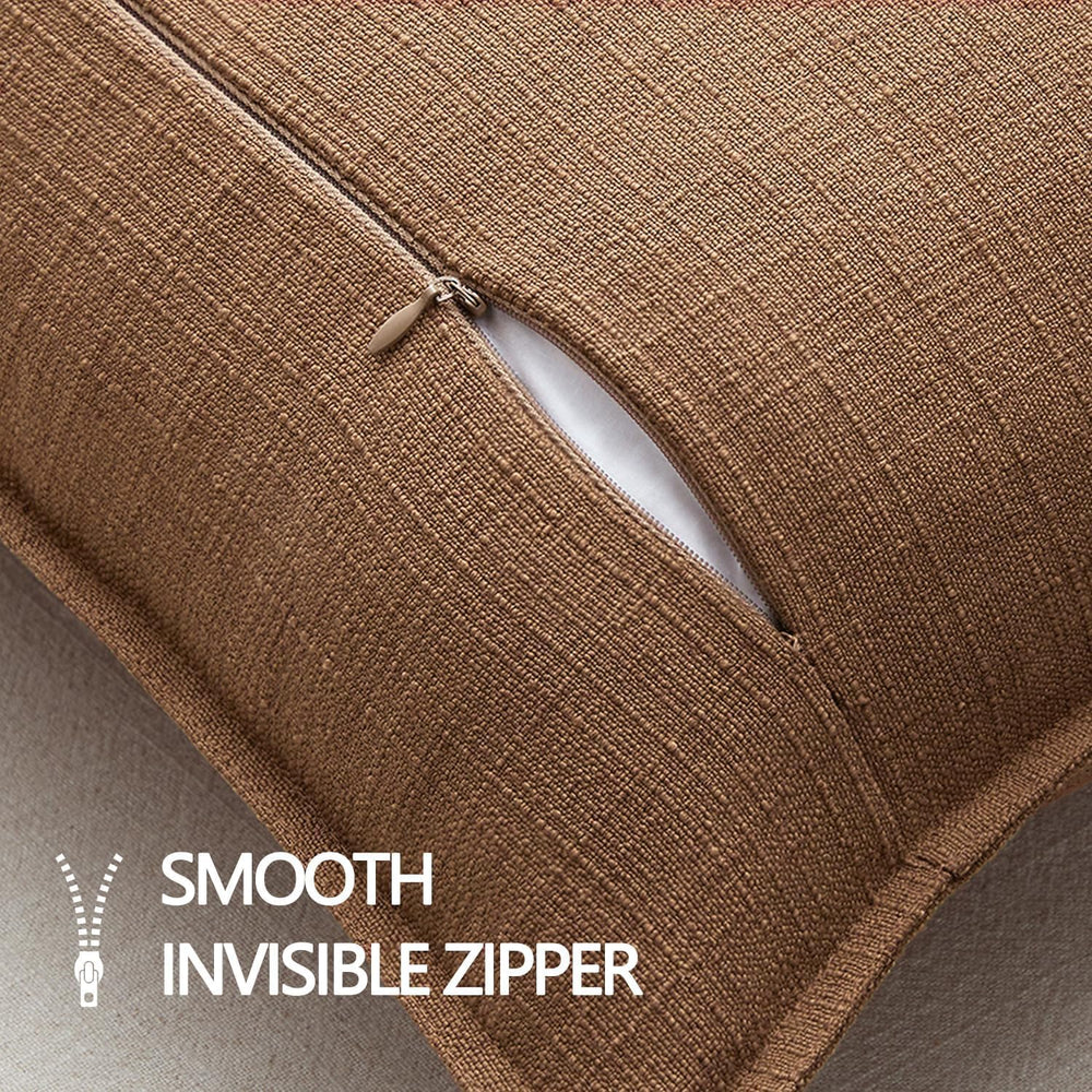 MIULEE Thick Textured Euro Sham Throw Pillow Covers 26x26 Inch Brown Sugar