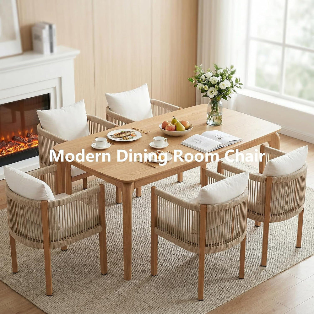 Outdoor Dining Chairs Set of 4, Wicker Patio Dining Chairs with Cushions, Met...