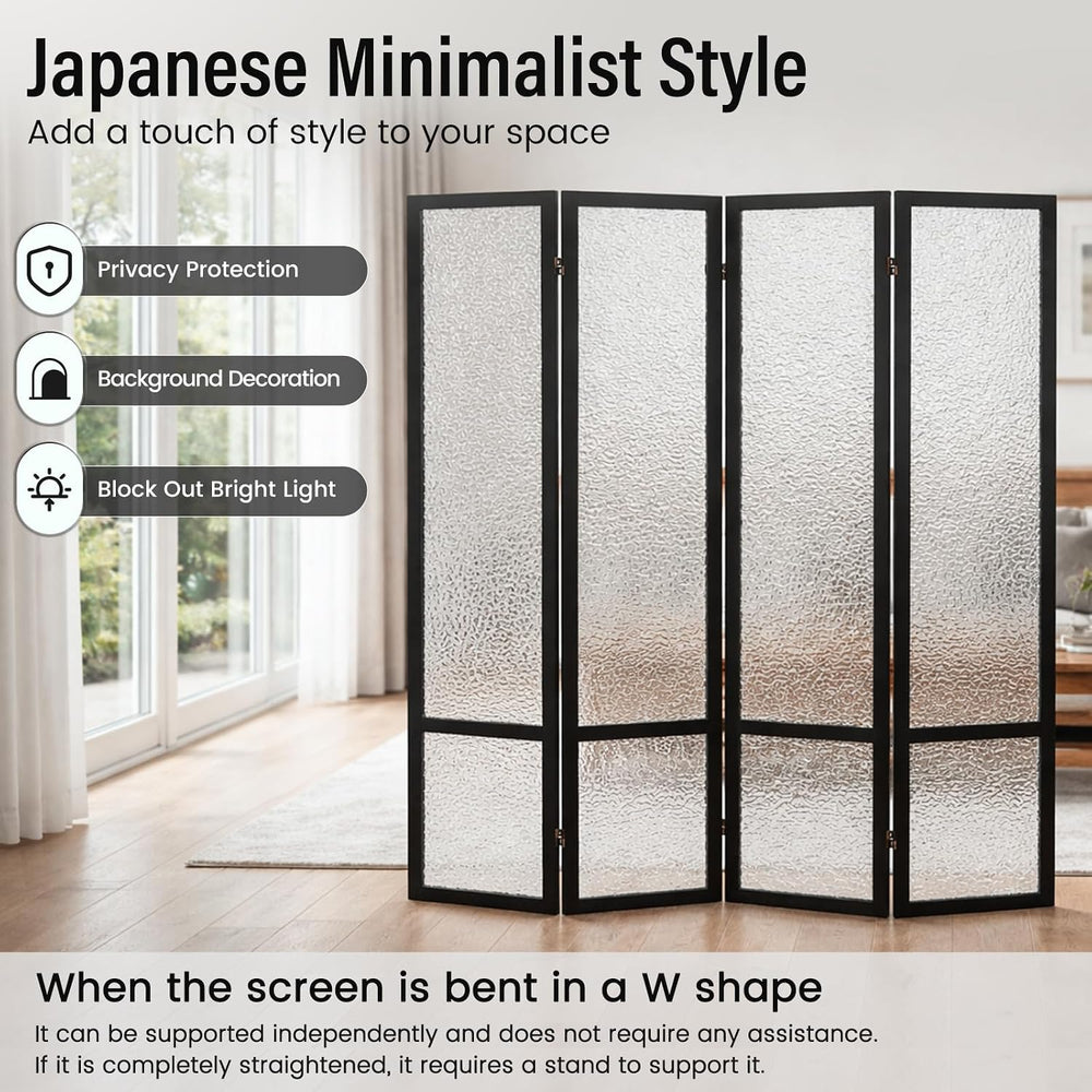 Acrylic Room Divider 4 Panel 67" Tall Folding Privacy Screen