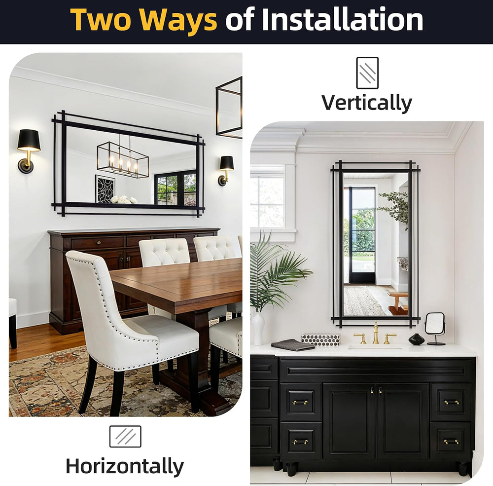 Black Full Length Mirror, 64''X34.2'' Modern Decorative Mirro...
