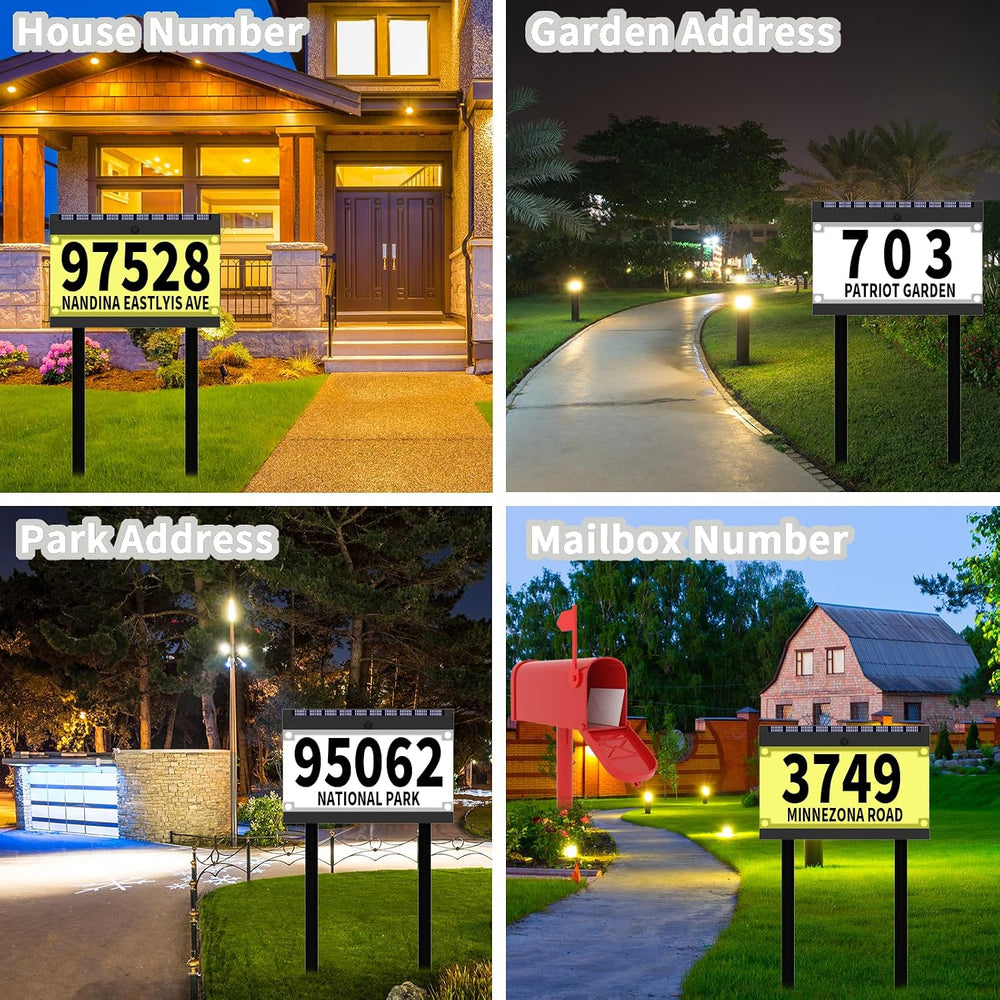 Acrylics Solar Address Numbers Sign for House with Double Stakes