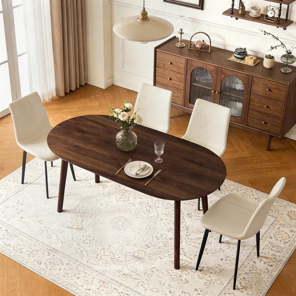 63" Oval Dining Table Set for 4 with Solid Wood Legs