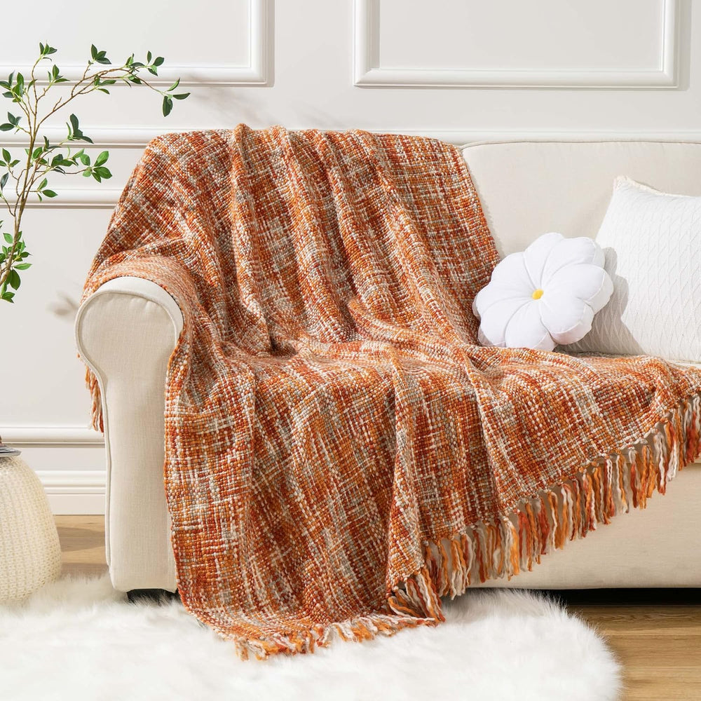 Battilo Orange Throw Blanket for Couch,50"x60"