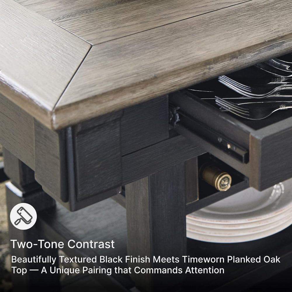 Signature Design by Ashley Counter Height Table with Storage, Farmhouse