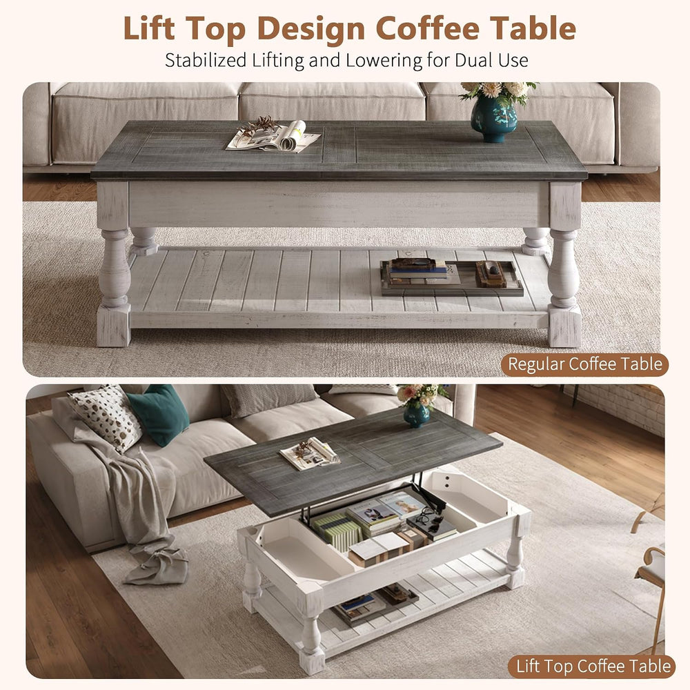 Henf Lift Top Coffee Table with Storage,47.24" Solid Wood Coffee Tables ...