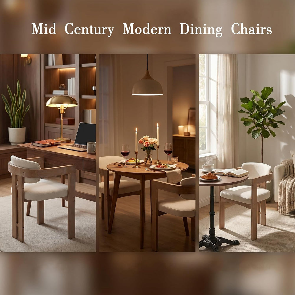 Farmhouse Dining Chairs Set of 6 Upholstered Kitchen Chair Solid Wood Side Ch...