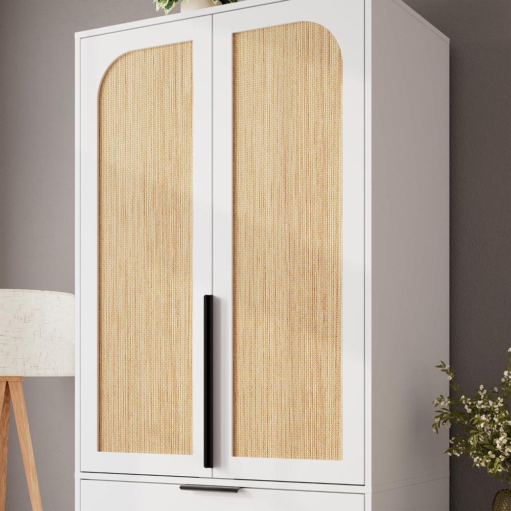 GarveeHome 70" Wardrobe Armoire Wooden Closet with 3 Drawers, White