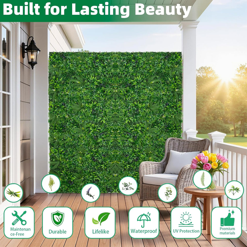 Artificial Boxwood Roll, 40x120 in(33.33 sqft) UV-Anti Faux Ivy Grass Wall Ba...