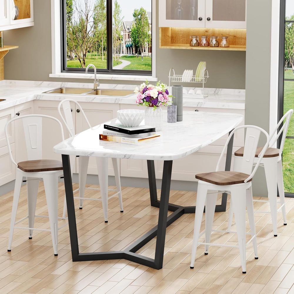 Aklaus Swivel Metal Bar Stools with Backs Counter Stools Set of 4 Counter Hei...