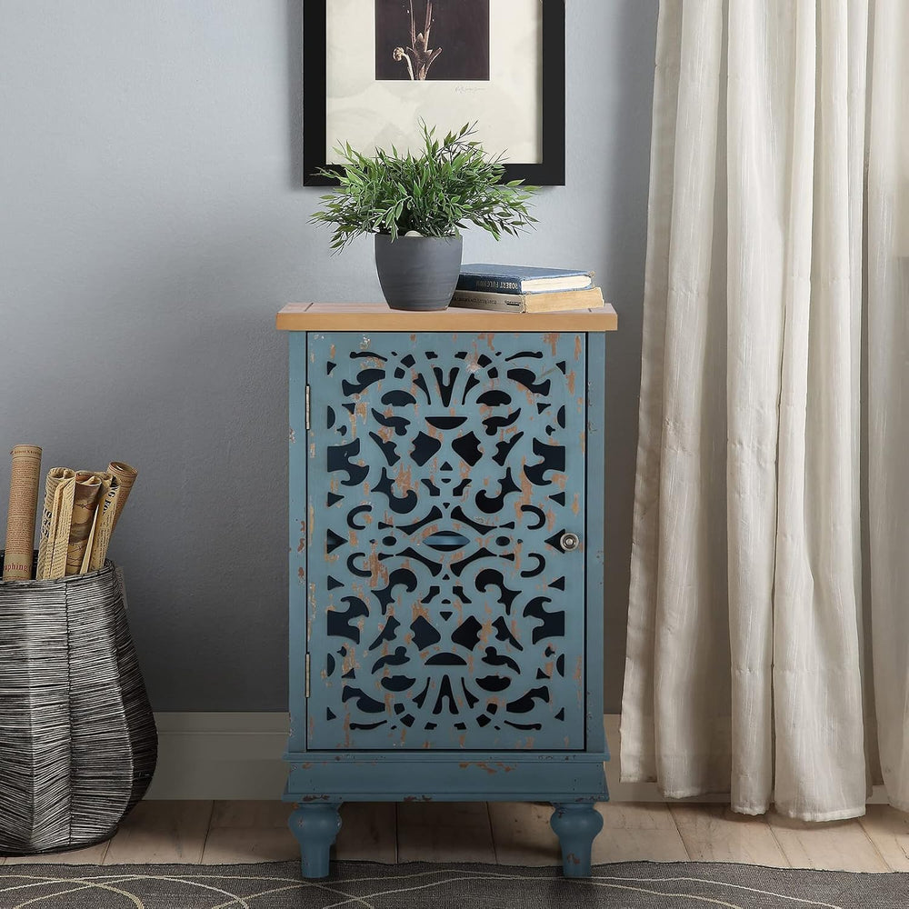 Sophia & William Small Accent Cabinet with Doors, Decorative Carved Cabinet
