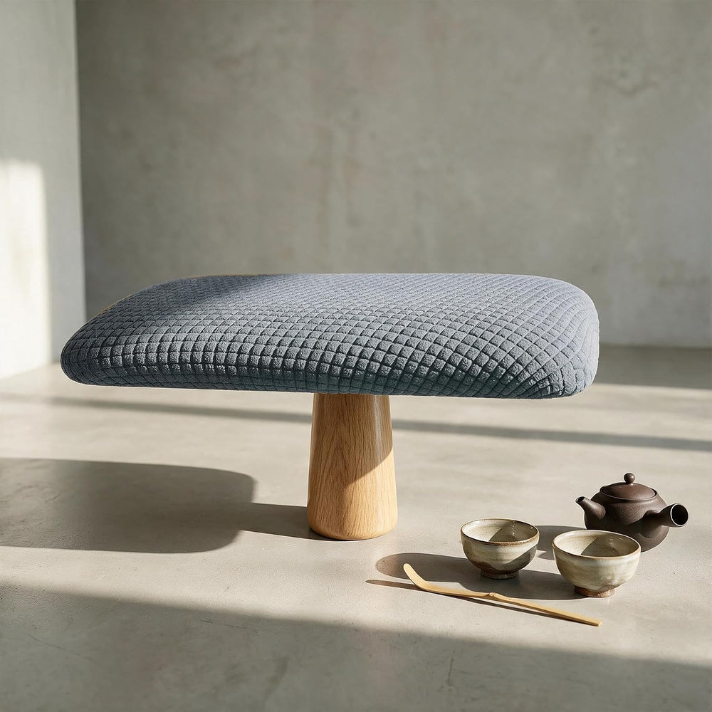 Meditation Bench Kneeling Stool Foldable Wooden Prayer Seat (Blue)